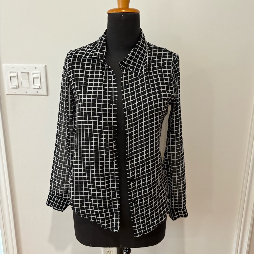 Katie Sheer Black and White Checkered Women's Top